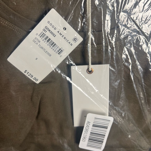 Good American Sea Turtle Olive Green Ruched Sleeveless Mini Dress - Picture 7 of 10